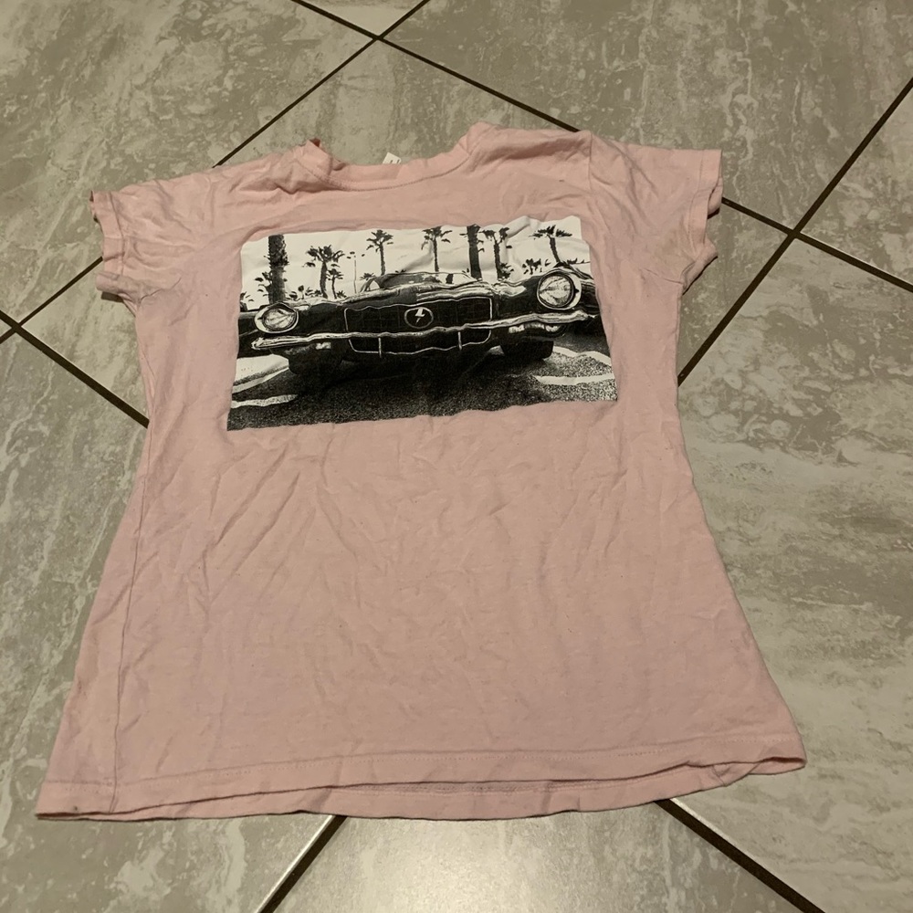 Pink tee w/ car polaroid